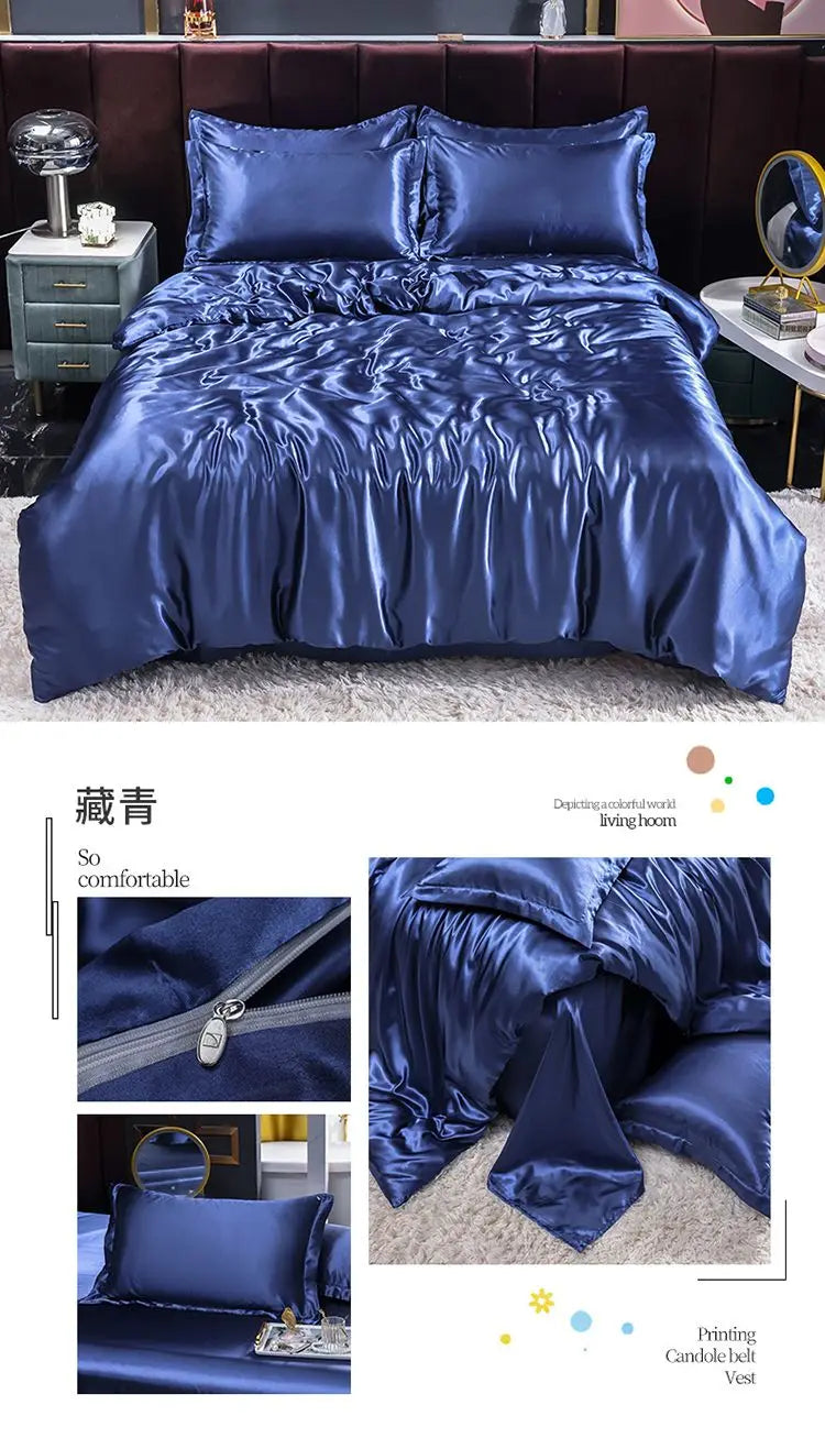 Luxury Set Satin Duvet Cover Bedding Set With Pillowcase