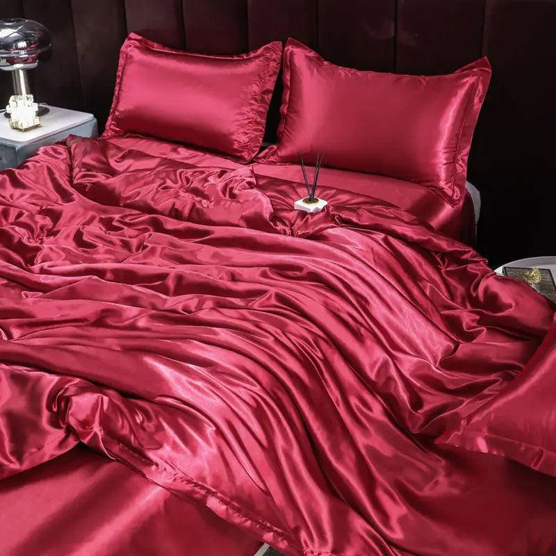 Luxury Set Satin Duvet Cover Bedding Set With Pillowcase