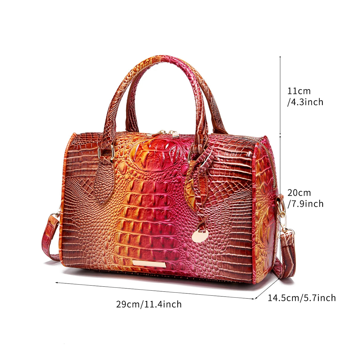 Mieshcel Kora Ombre Crocodile Embossed Boston Handbag
