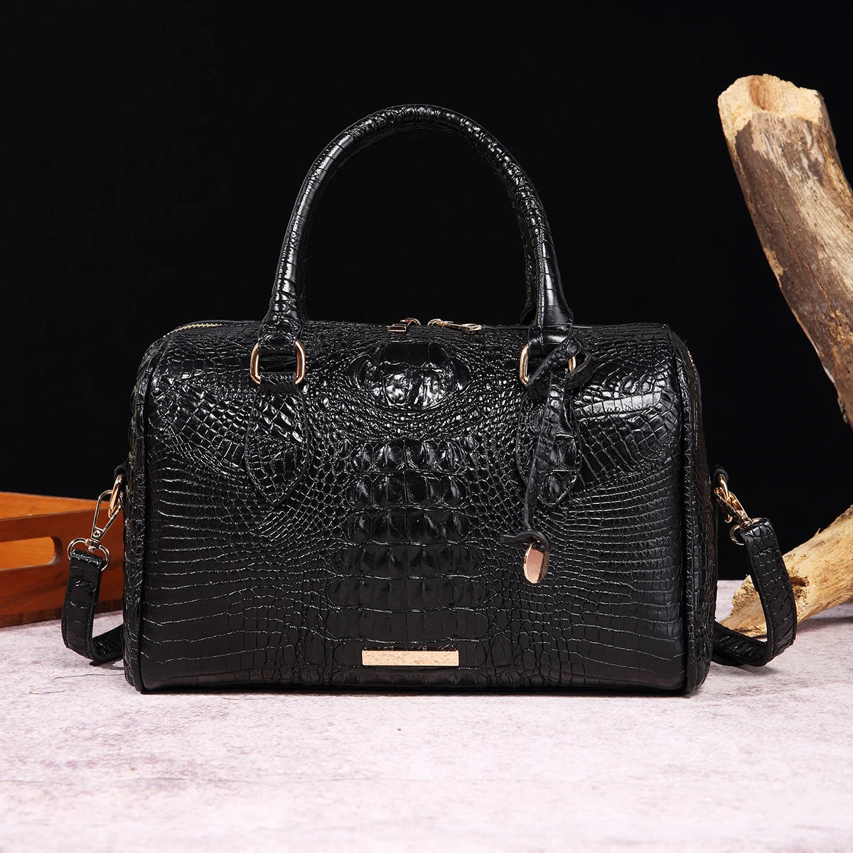 Mieshcel Kora Ombre Crocodile Embossed Boston Handbag