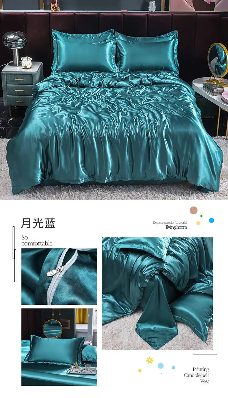 Luxury Set Satin Duvet Cover Bedding Set With Pillowcase