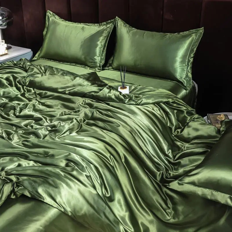 Luxury Set Satin Duvet Cover Bedding Set With Pillowcase