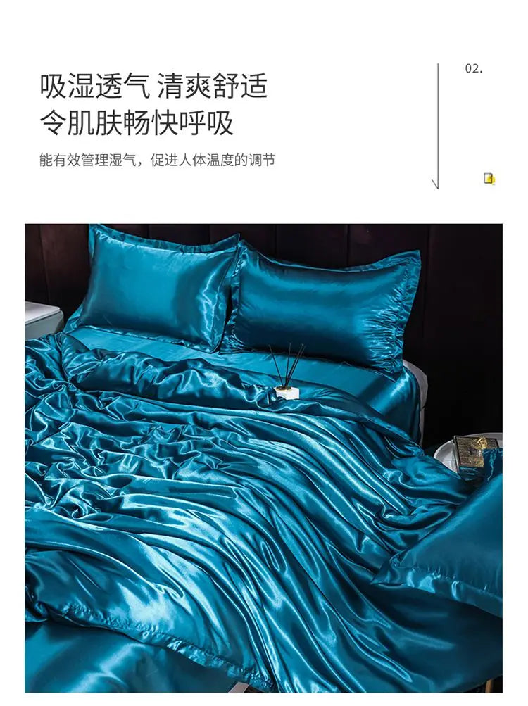 Luxury Set Satin Duvet Cover Bedding Set With Pillowcase