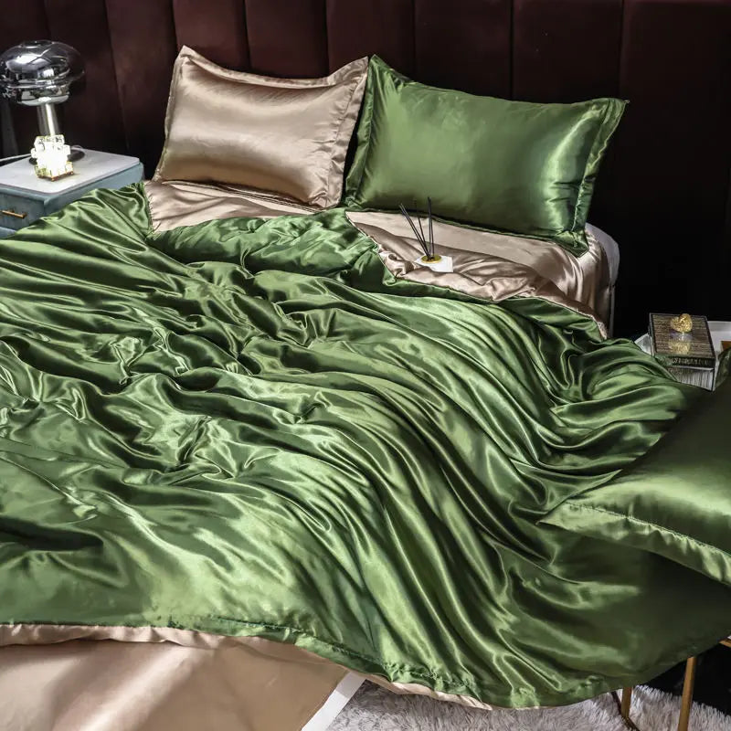 Luxury Set Satin Duvet Cover Bedding Set With Pillowcase