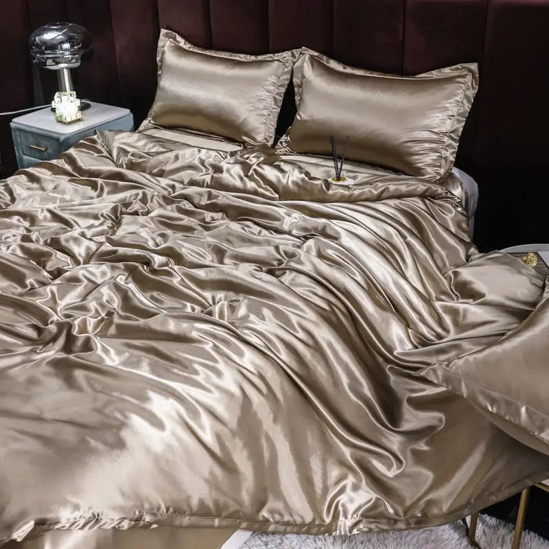 Luxury Set Satin Duvet Cover Bedding Set With Pillowcase