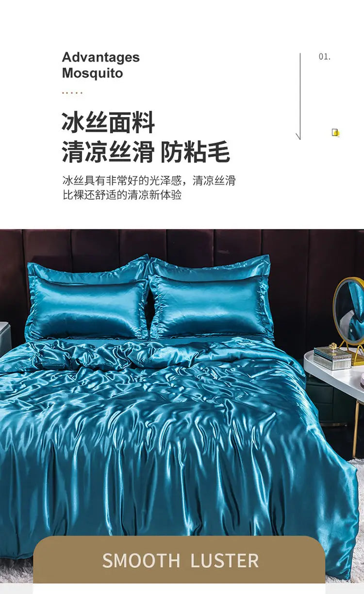 Luxury Set Satin Duvet Cover Bedding Set With Pillowcase