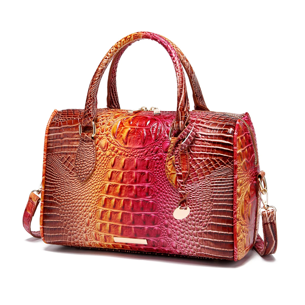 Mieshcel Kora Ombre Crocodile Embossed Boston Handbag
