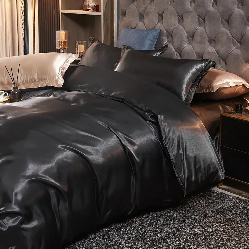 3/4pcs Luxury Rayon Satin/Linen Bedding Set with Duvet Cover Set