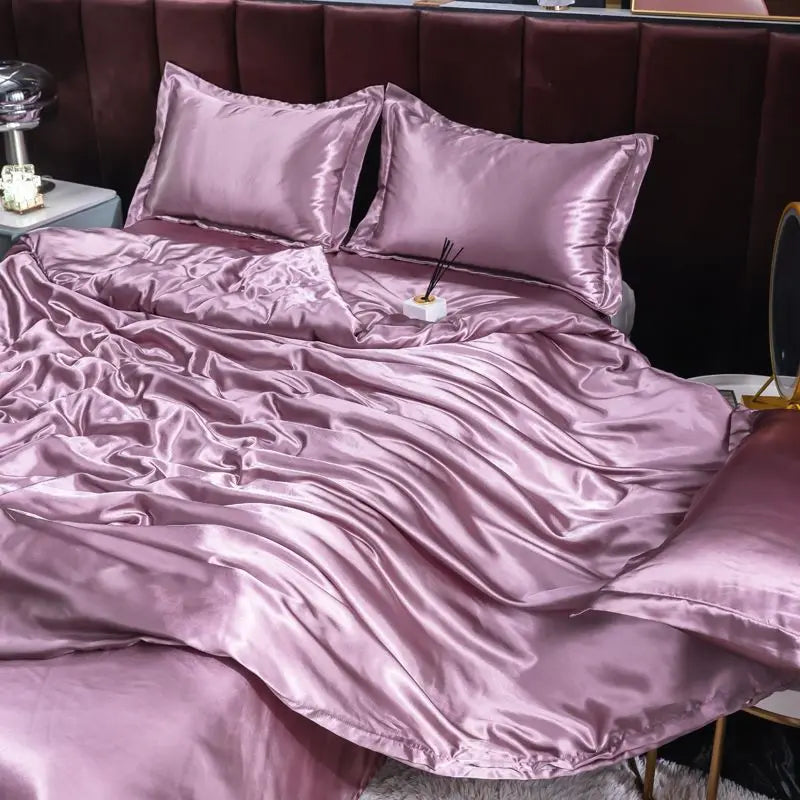 Luxury Set Satin Duvet Cover Bedding Set With Pillowcase