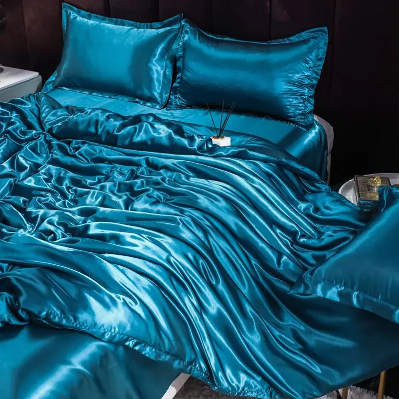 Luxury Set Satin Duvet Cover Bedding Set With Pillowcase