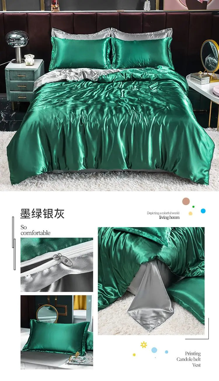 Luxury Set Satin Duvet Cover Bedding Set With Pillowcase