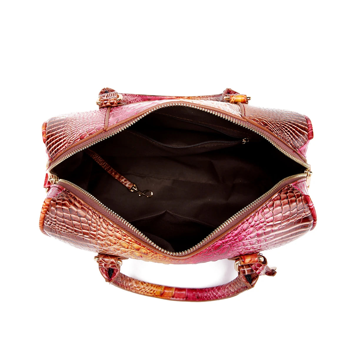 Mieshcel Kora Ombre Crocodile Embossed Boston Handbag