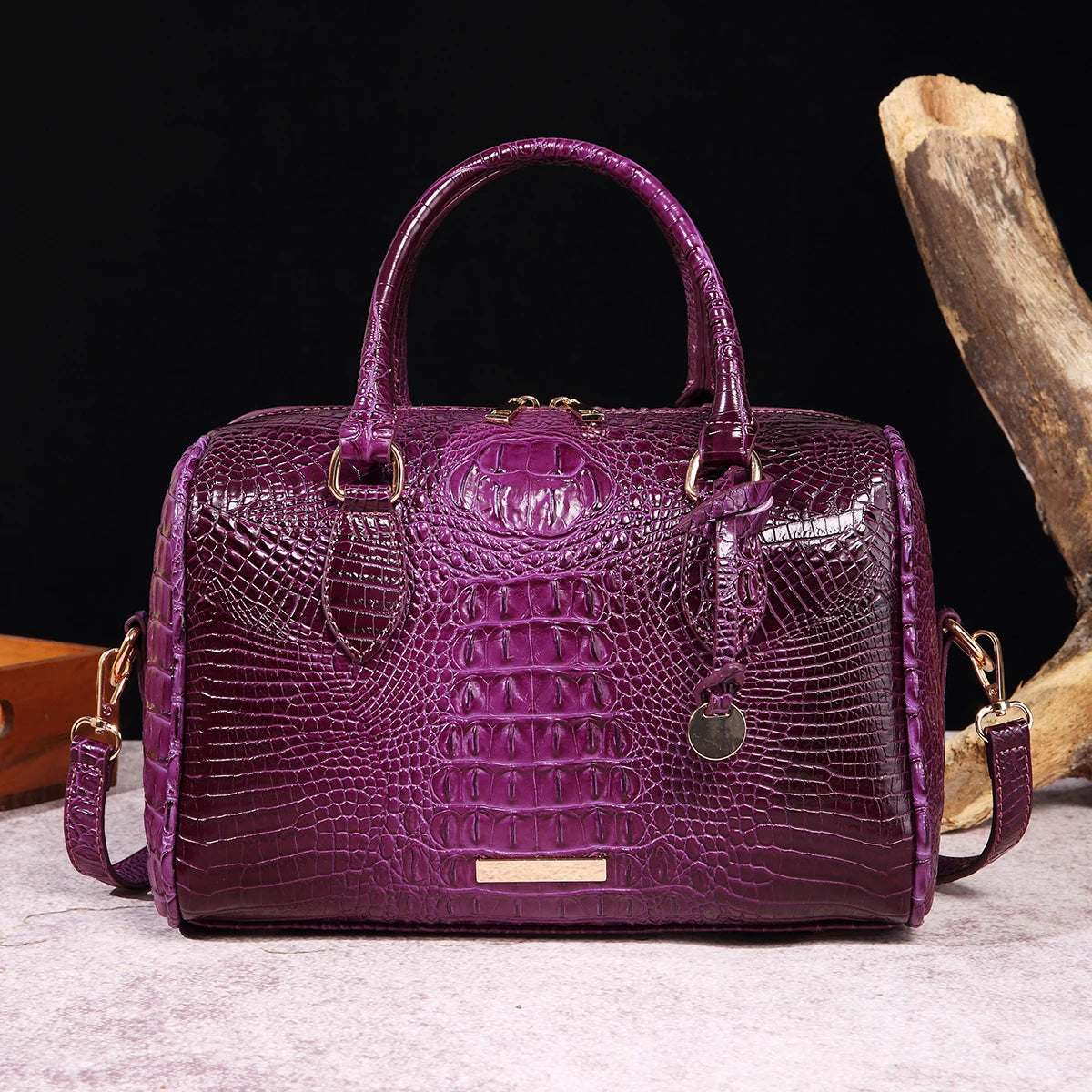 Mieshcel Kora Ombre Crocodile Embossed Boston Handbag