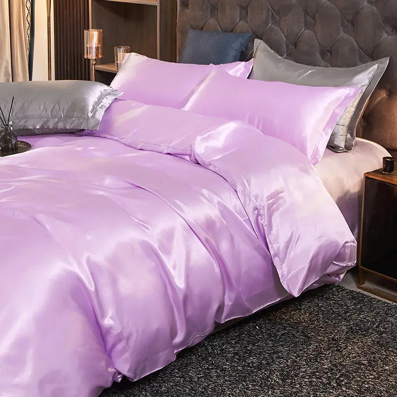 3/4pcs Luxury Rayon Satin/Linen Bedding Set with Duvet Cover Set