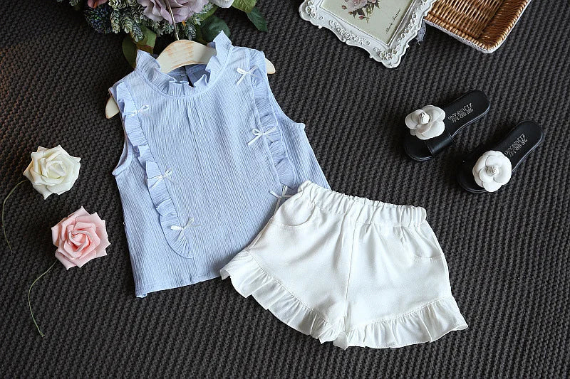 Baby Girls Ruffled Top + Shorts Outfit By Oopsmile