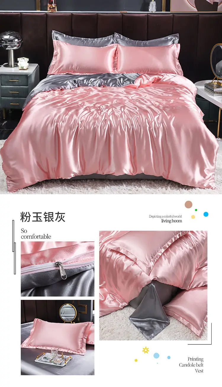 Luxury Set Satin Duvet Cover Bedding Set With Pillowcase
