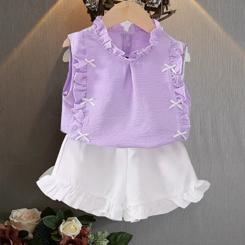 Baby Girls Ruffled Top + Shorts Outfit By Oopsmile