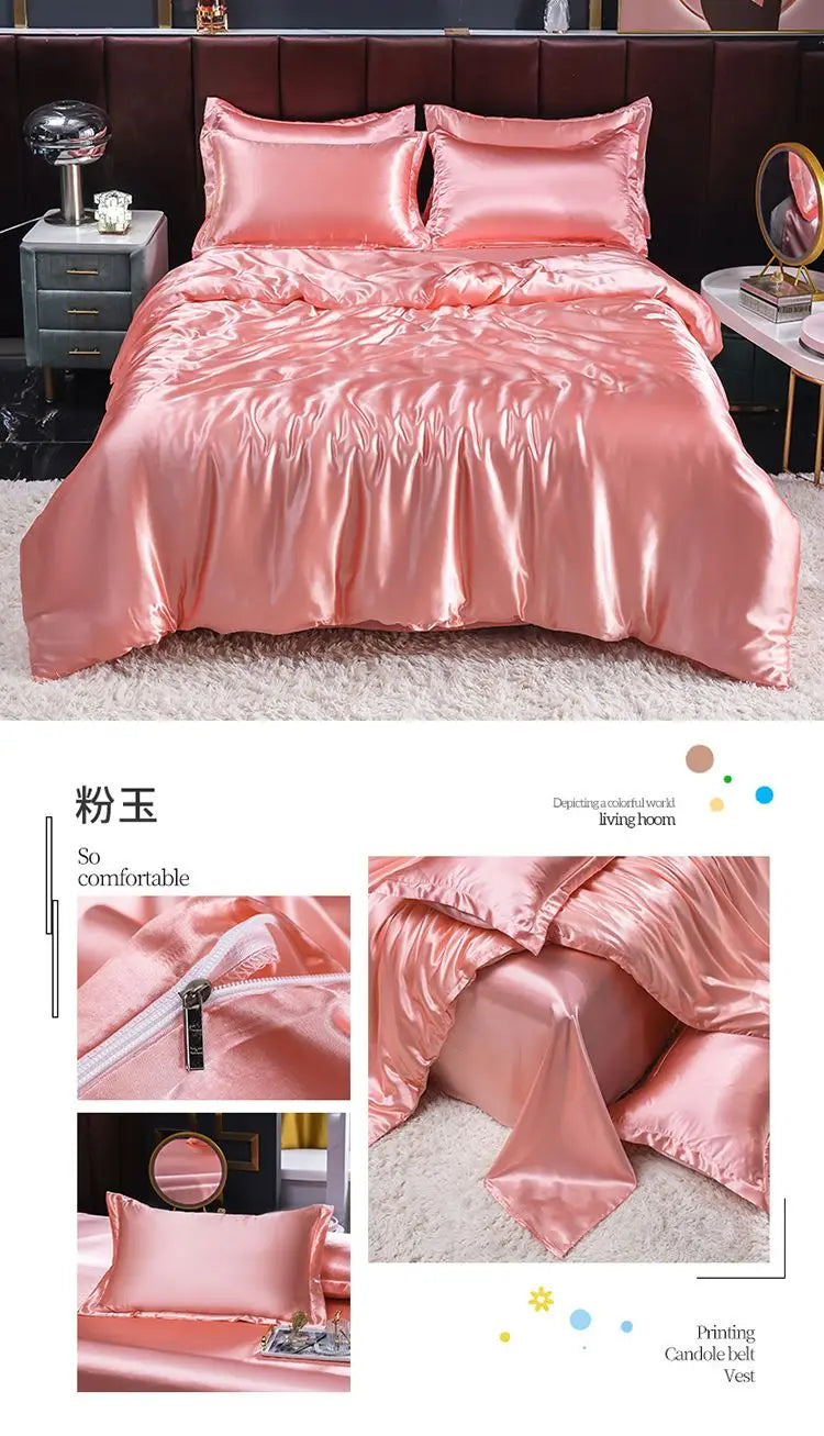 Luxury Set Satin Duvet Cover Bedding Set With Pillowcase