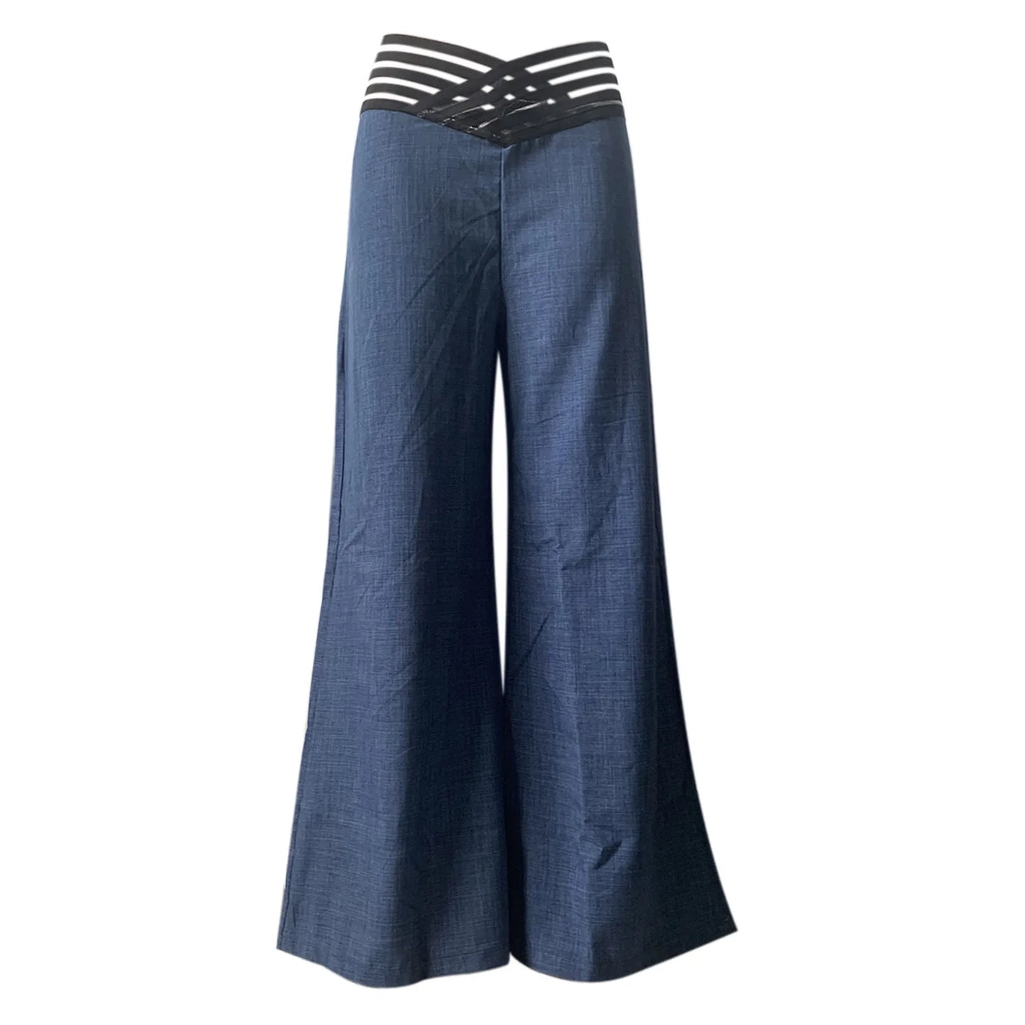 High Waist Flared Waist Strap Pants By Pave Hawk
