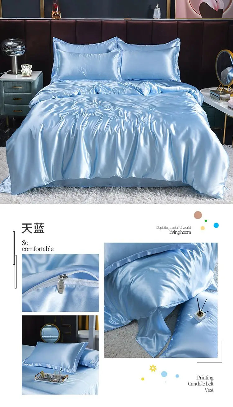 Luxury Set Satin Duvet Cover Bedding Set With Pillowcase