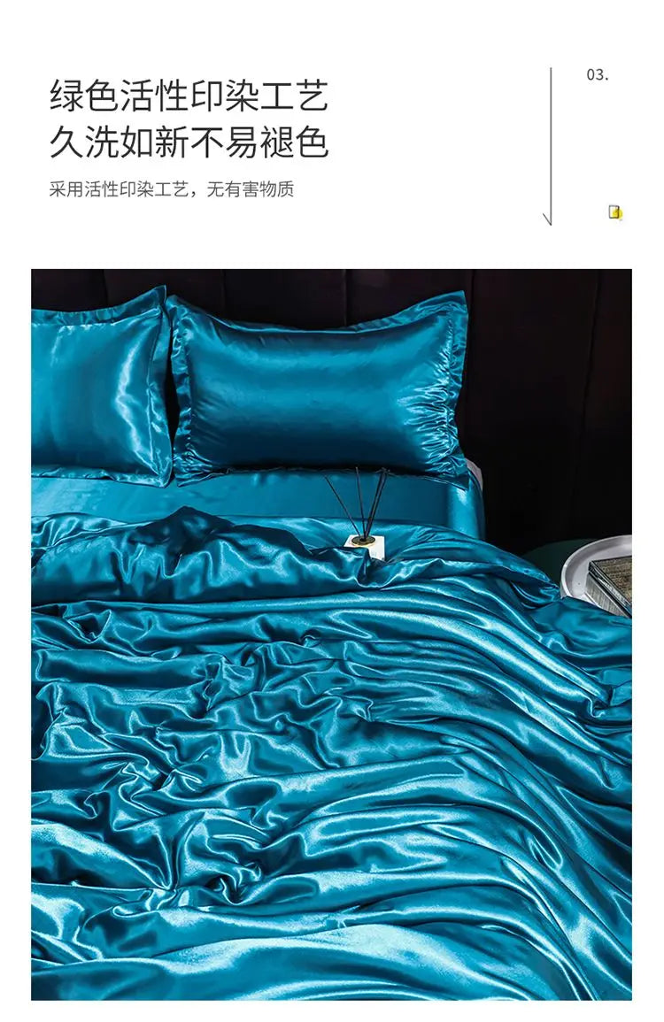 Luxury Set Satin Duvet Cover Bedding Set With Pillowcase