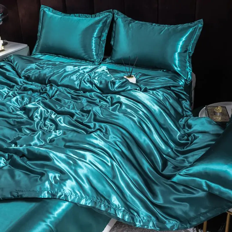 Luxury Set Satin Duvet Cover Bedding Set With Pillowcase