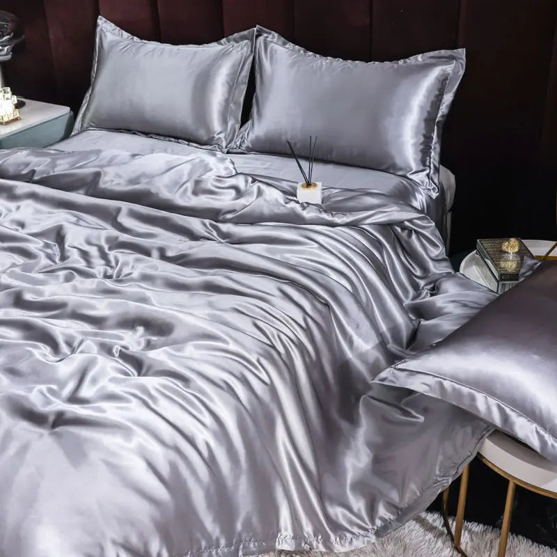Luxury Set Satin Duvet Cover Bedding Set With Pillowcase
