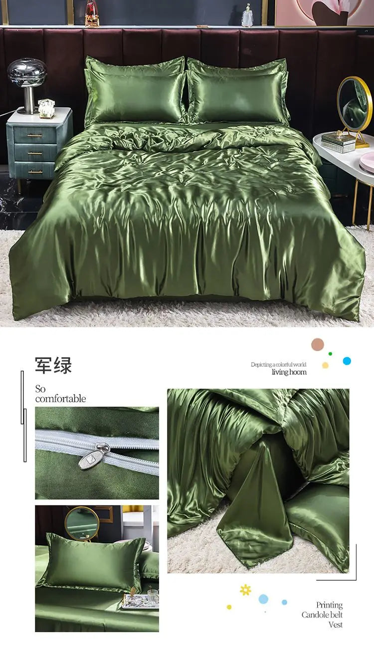 Luxury Set Satin Duvet Cover Bedding Set With Pillowcase