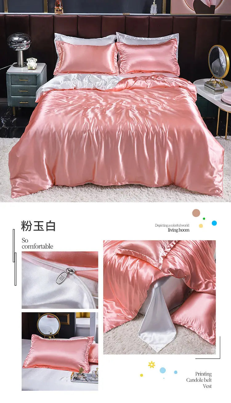 Luxury Set Satin Duvet Cover Bedding Set With Pillowcase