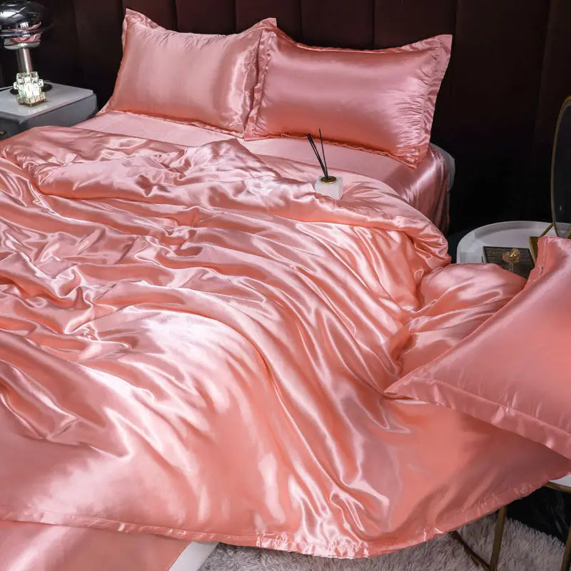 Luxury Set Satin Duvet Cover Bedding Set With Pillowcase