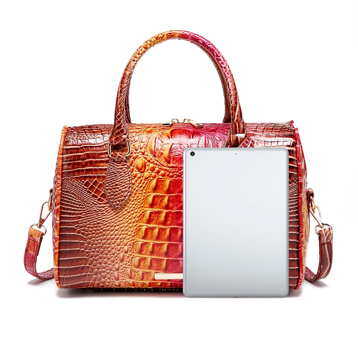 Mieshcel Kora Ombre Crocodile Embossed Boston Handbag