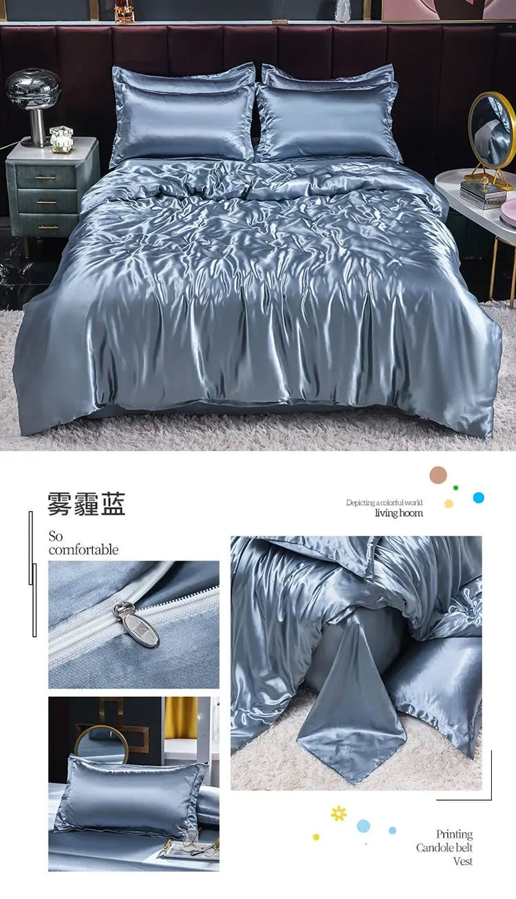 Luxury Set Satin Duvet Cover Bedding Set With Pillowcase