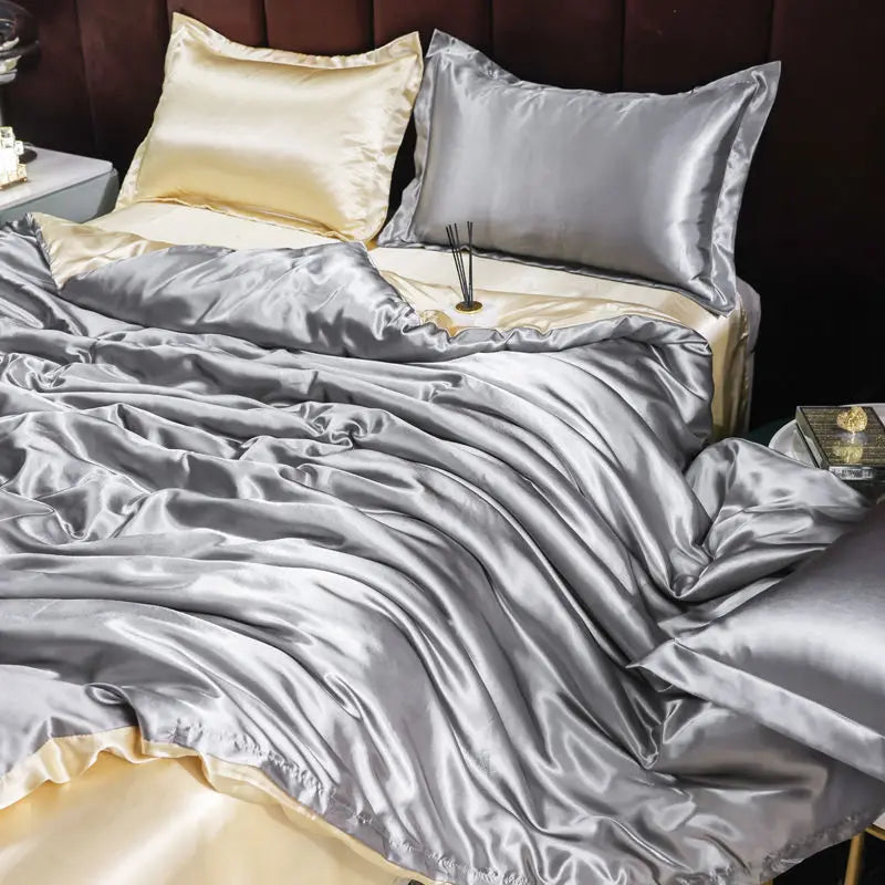 Luxury Set Satin Duvet Cover Bedding Set With Pillowcase
