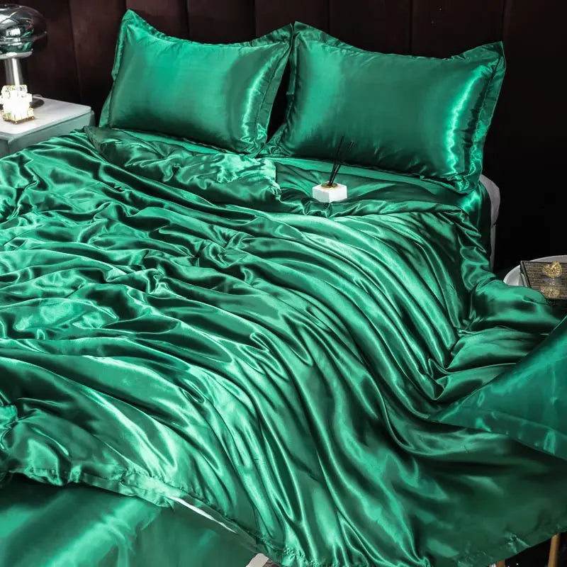 Luxury Set Satin Duvet Cover Bedding Set With Pillowcase