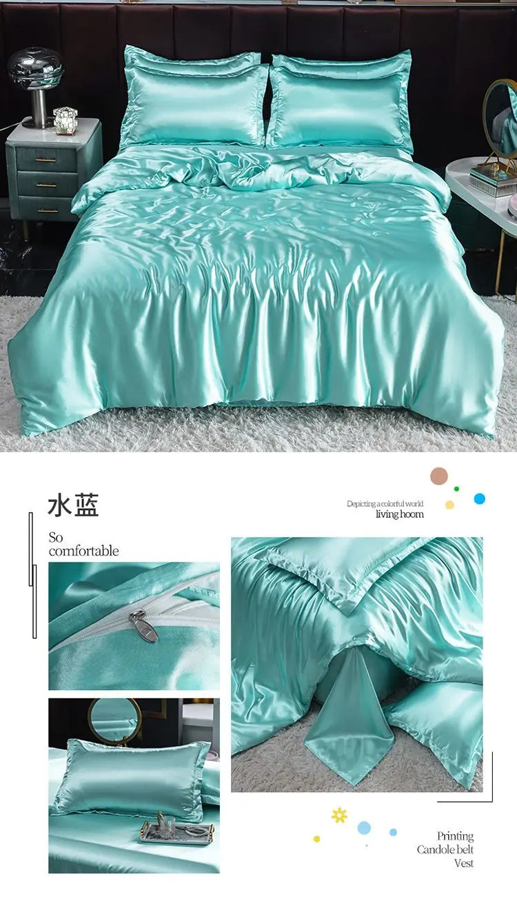 Luxury Set Satin Duvet Cover Bedding Set With Pillowcase