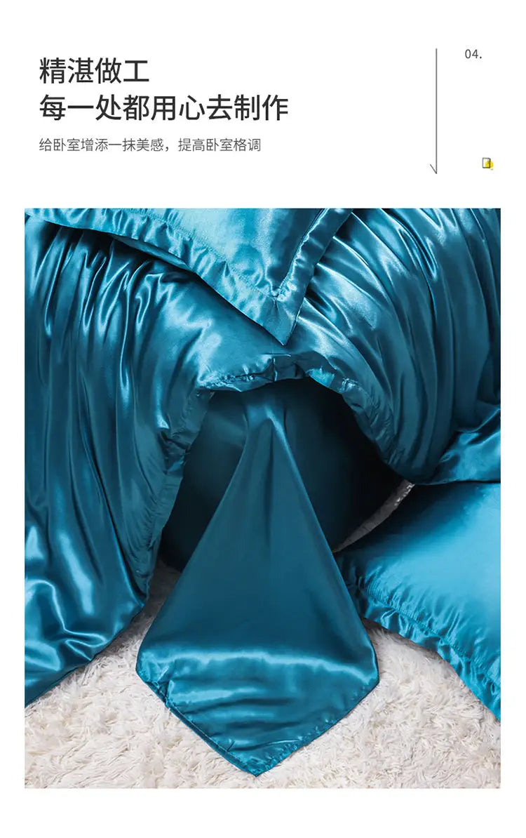 Luxury Set Satin Duvet Cover Bedding Set With Pillowcase