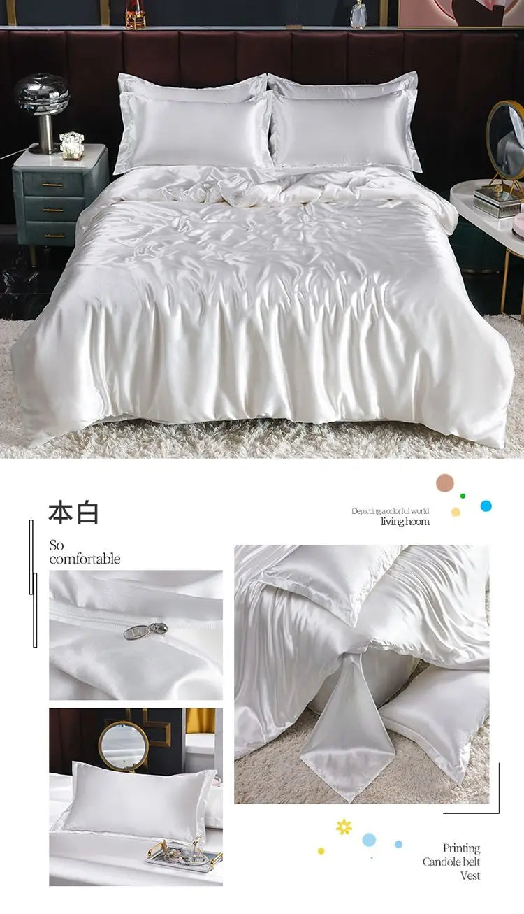 Luxury Set Satin Duvet Cover Bedding Set With Pillowcase