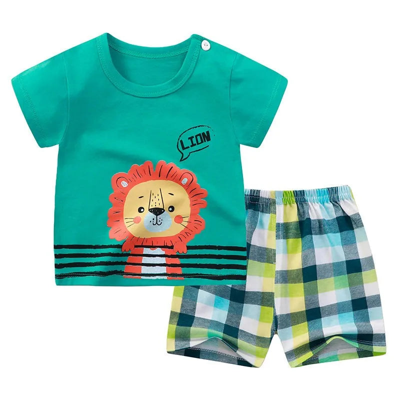 Boys Cartoon Print T Shirt Set
