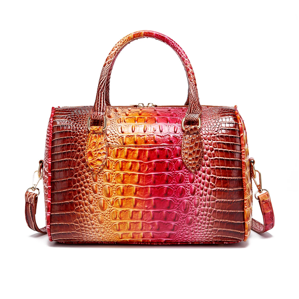 Mieshcel Kora Ombre Crocodile Embossed Boston Handbag