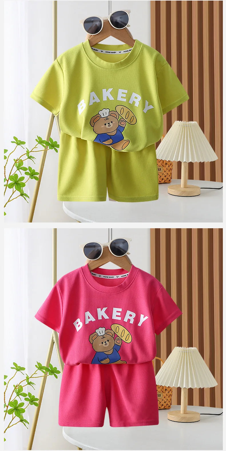 Cartoon Print T shirt + Shorts 2PC Set