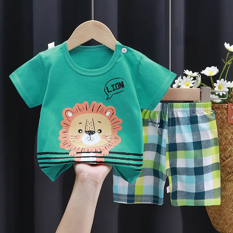 Boys Cartoon Print T Shirt Set