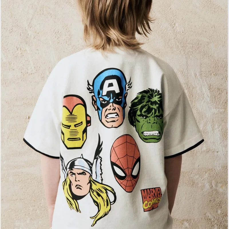 Marvel Boy Short Sleeved Tee Shirts +shorts 2PC By Miniso