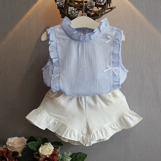 Baby Girls Ruffled Top + Shorts Outfit By Oopsmile