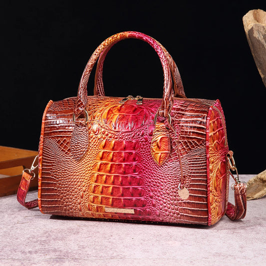 Mieshcel Kora Ombre Crocodile Embossed Boston Handbag