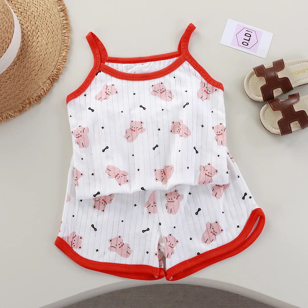 Baby Girls Sleeveless Top + Shorts 2 PC Girls Set By Bonkawoo