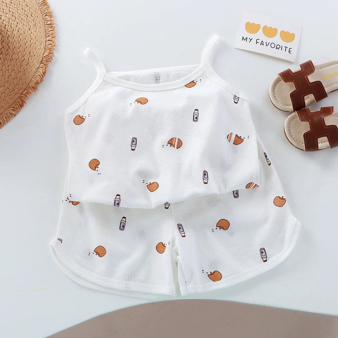 Baby Girls Sleeveless Top + Shorts 2 PC Girls Set By Bonkawoo