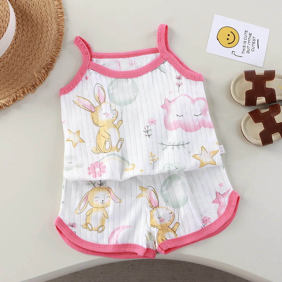 Baby Girls Sleeveless Top + Shorts 2 PC Girls Set By Bonkawoo