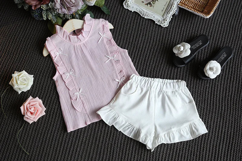 Baby Girls Ruffled Top + Shorts Outfit By Oopsmile