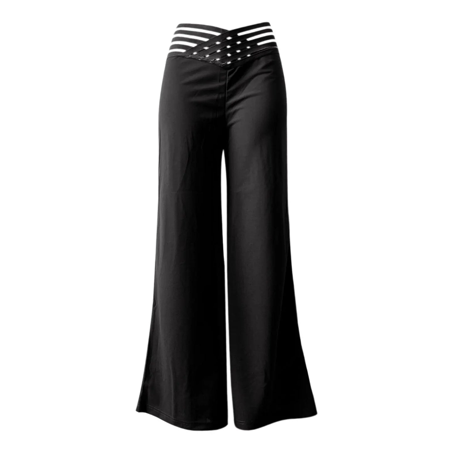 High Waist Flared Waist Strap Pants By Pave Hawk
