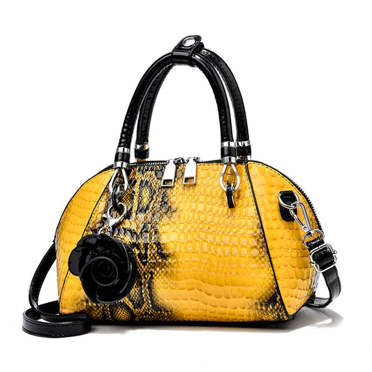 Yellow Crocodile Pattern Women Purse by Weixier